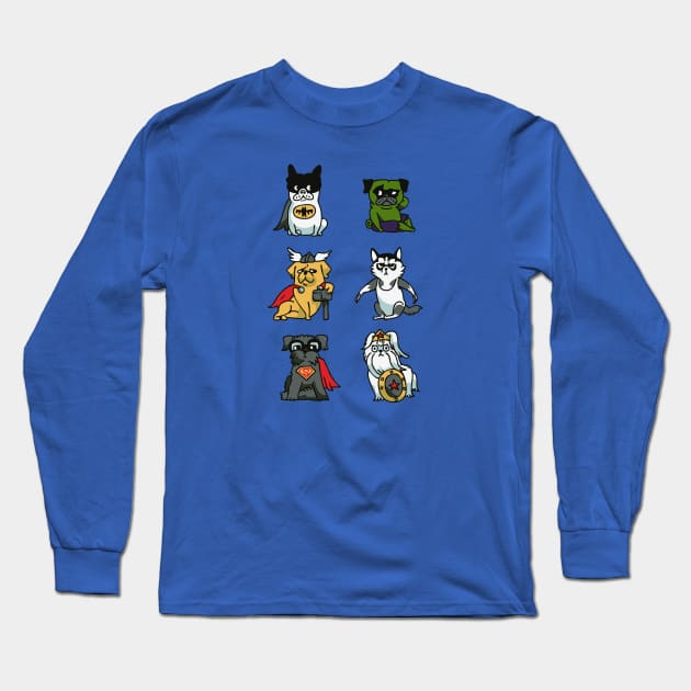 Superhero Puppies Long Sleeve T-Shirt by huebucket